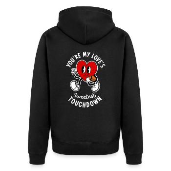 Valentinstag Fußball Paar Rugby Sport Liebe - Unisex Premium Bio Zip Hoodie - Schwarz - Hinten - Nico (187cm)