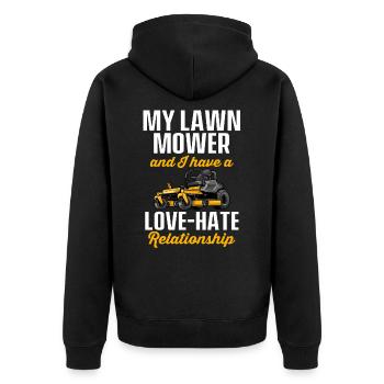 Lawn Mower Mowing Landscaping Landscaper - Unisex Premium Organic Zip Hoodie - black - Back - Nico (187cm)