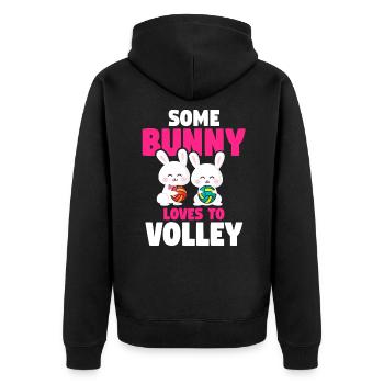 Ostern Volleyball Hase Ferien Kaninchen Sport - Unisex Premium Bio Zip Hoodie - Schwarz - Hinten - Nico (187cm)