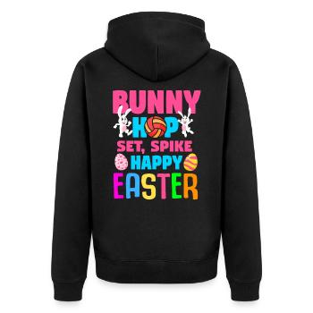 Ostern Volleyball Hase Ferien Kaninchen Sport - Unisex Premium Bio Zip Hoodie - Schwarz - Hinten - Nico (187cm)