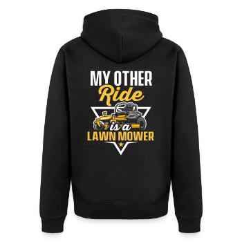 Lawn Mower Mowing Landscaping Landscaper - Unisex Premium Organic Zip Hoodie - black - Back - Nico (187cm)
