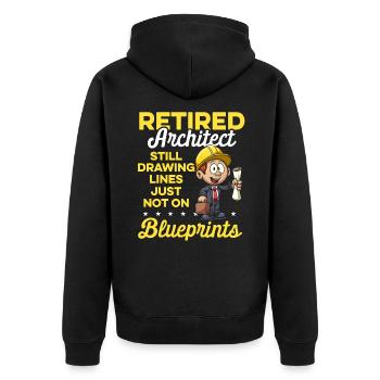 Architekt im Ruhestand Architektur im Ruhestand - Unisex Premium Bio Zip Hoodie - Schwarz - Hinten - Nico (187cm)