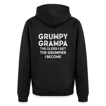 Grumpy Grampa Vintage Typography Old Person Retro - Unisex Premium Organic Zip Hoodie - black - Back - Nico (187cm)