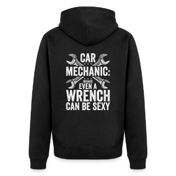Car Mechanic Auto Engine Repair - Unisex Premium Organic Zip Hoodie - black - Back - Nico (187cm)