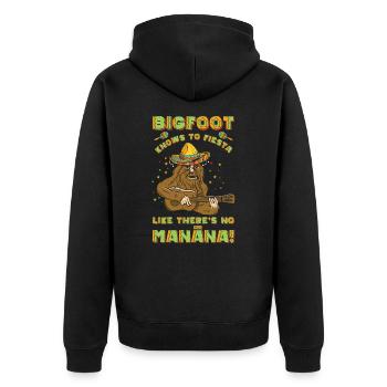 Cinco de Mayo Kryptozoologie Bigfoot Fiesta - Unisex Premium Bio Zip Hoodie - Schwarz - Hinten - Nico (187cm)
