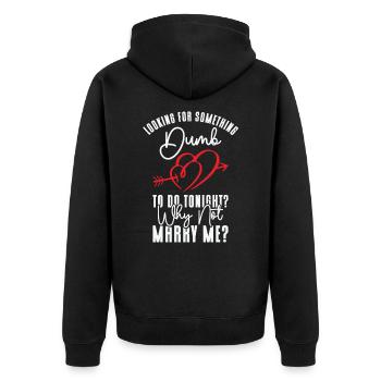 Dumb Wedding Heart Couple Relationship Romance - Unisex Premium Organic Zip Hoodie - black - Back - Nico (187cm)