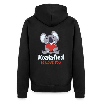 Valentinstag Koala Liebe Wildlife Koala Lover - Unisex Premium Bio Zip Hoodie - Schwarz - Hinten - Nico (187cm)