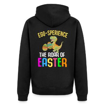 Easter T-rex Dinosaur Rabbit Easter Holiday - Unisex Premium Organic Zip Hoodie - black - Back - Nico (187cm)