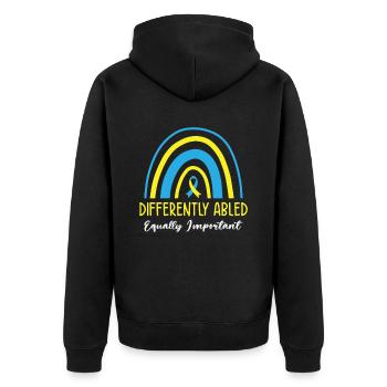 Welt-Down-Syndrom-Tag Bewusstsein Autismus Band - Unisex Premium Bio Zip Hoodie - Schwarz - Hinten - Nico (187cm)