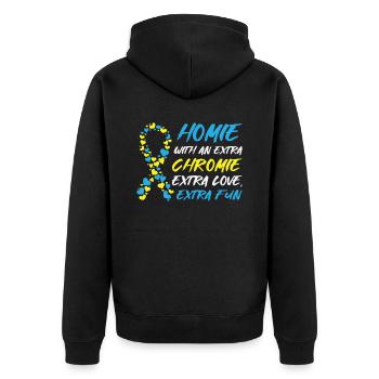 Ruban de sensibilisation à la Journée mondiale du syndrome de Down - Veste à capuche bio Premium Unisexe - noir - Dos - Nico (187cm)