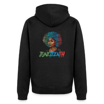 Juneteenth BLM Black Pride Woman Stark Black - Veste à capuche bio Premium Unisexe - noir - Dos - Nico (187cm)