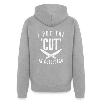 Messersammler Messer Sammeln - Unisex Premium Bio Zip Hoodie - Grau meliert - Hinten - Nico (187cm)
