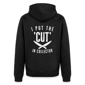 Messersammler Messer Sammeln - Unisex Premium Bio Zip Hoodie - Schwarz - Hinten - Nico (187cm)