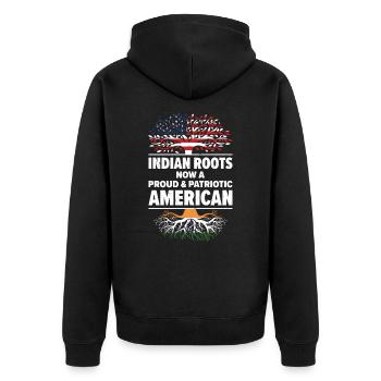 Born Indian India American USA Citizenship - Unisex Premium Organic Zip Hoodie - black - Back - Nico (187cm)