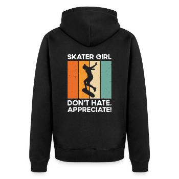 Internationaler Frauentag Skater Girl - Unisex Premium Bio Zip Hoodie - Schwarz - Hinten - Nico (187cm)