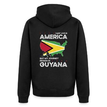 Né en Guyane, Guyana, Américain, États-Unis - Veste à capuche bio Premium Unisexe - noir - Dos - Nico (187cm)
