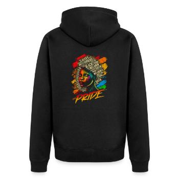 Juneteenth BLM Black Pride Woman Stark Black - Veste à capuche bio Premium Unisexe - noir - Dos - Nico (187cm)