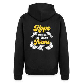 Japanische Papierfaltung Origami Herstellung - Unisex Premium Bio Zip Hoodie - Schwarz - Hinten - Nico (187cm)