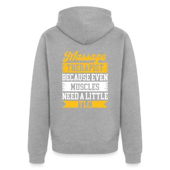 Massagetherapeutin Therapie lizenzierter Masseur - Unisex Premium Bio Zip Hoodie - Grau meliert - Hinten - Nico (187cm)