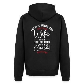Baseball-Trainerin Ehefrau Berufstätige Mutter - Unisex Premium Bio Zip Hoodie - Schwarz - Hinten - Nico (187cm)