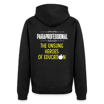 Hilfskraft Lehrerin Hilfserzieherin - Unisex Premium Bio Zip Hoodie - Schwarz - Hinten - Nico (187cm)
