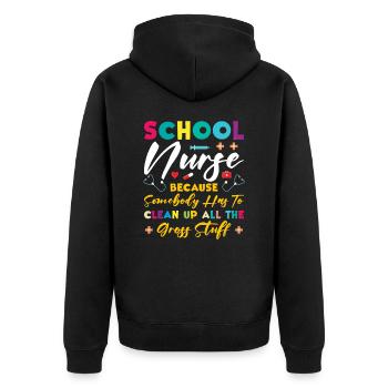Schulkrankenschwester Medizinische Krankenpflege - Unisex Premium Bio Zip Hoodie - Schwarz - Hinten - Nico (187cm)