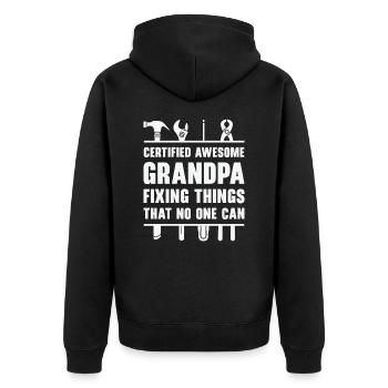 Grand-père répare des citations amusantes de retraite vintage - Veste à capuche bio Premium Unisexe - noir - Dos - Nico (187cm)