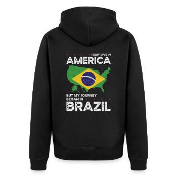 Né: Brésil, Brésil, Américain, États-Unis - Veste à capuche bio Premium Unisexe - noir - Dos - Nico (187cm)