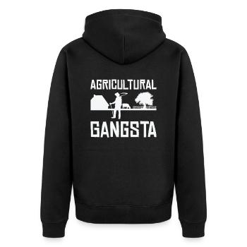Landwirtschaft Gangsta Gartenarbeit Landwirt - Unisex Premium Bio Zip Hoodie - Schwarz - Hinten - Nico (187cm)
