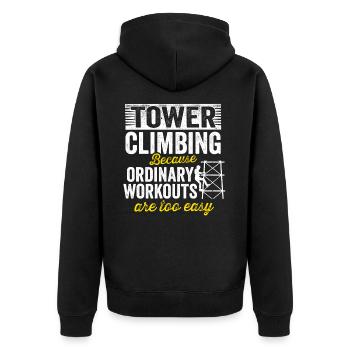 Cell Tower Climber Climbing Technician - Unisex Premium Organic Zip Hoodie - black - Back - Nico (187cm)