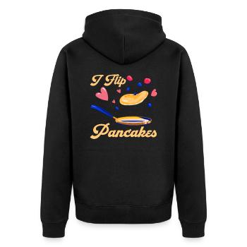 Pfannkuchenmaschine Flipping Frühstück - Unisex Premium Bio Zip Hoodie - Schwarz - Hinten - Nico (187cm)