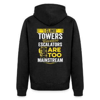 Cell Tower Climber Climbing Technician - Unisex Premium Organic Zip Hoodie - black - Back - Nico (187cm)