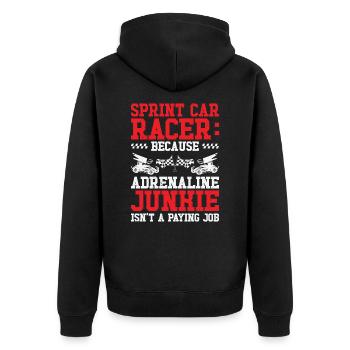 Sprint Car Dirt Track Racing - Unisex Premium Bio Zip Hoodie - Schwarz - Hinten - Nico (187cm)