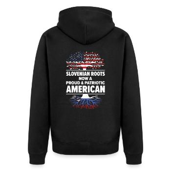 Né: Slovène, Slovénie, Américain, États-Unis - Veste à capuche bio Premium Unisexe - noir - Dos - Nico (187cm)