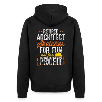 Architekt im Ruhestand Architektur im Ruhestand - Unisex Premium Bio Zip Hoodie - Schwarz - Hinten - Nico (187cm)