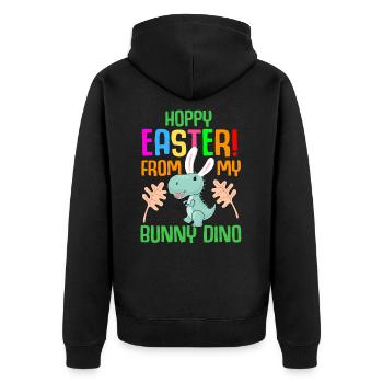 Easter T-rex Dinosaur Rabbit Easter Holiday - Unisex Premium Organic Zip Hoodie - black - Back - Nico (187cm)