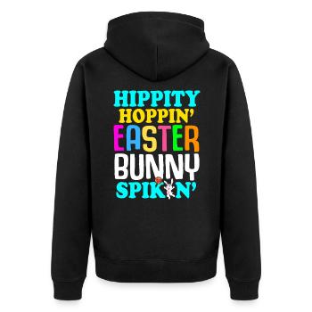 Ostern Volleyball Hase Ferien Kaninchen Sport - Unisex Premium Bio Zip Hoodie - Schwarz - Hinten - Nico (187cm)