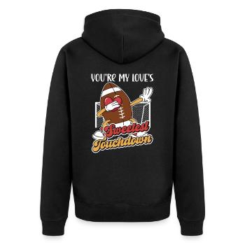 Valentinstag Fußball Paar Rugby Sport Liebe - Unisex Premium Bio Zip Hoodie - Schwarz - Hinten - Nico (187cm)