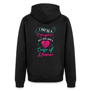 Caregiver Nurse Nursing Caregiving - Unisex Premium Organic Zip Hoodie - black - Back - Nico (187cm)