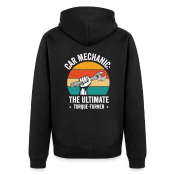 Car Mechanic Auto Engine Repair - Unisex Premium Organic Zip Hoodie - black - Back - Nico (187cm)