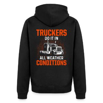 Truck Driver Trucker Driving - Unisex Premium Organic Zip Hoodie - black - Back - Nico (187cm)