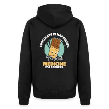 Beste Medizin Schokolade Dessert - Unisex Premium Bio Zip Hoodie - Schwarz - Hinten - Nico (187cm)
