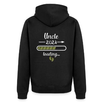 Uncle 2024 Loading Pregnancy Unc Birth - Unisex Premium Organic Zip Hoodie - black - Back - Nico (187cm)