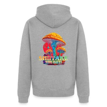 Shiitake Mushroom Forest Fungi Shiitake Moral - Unisex Premium Organic Zip Hoodie - heather grey - Back - Nico (187cm)