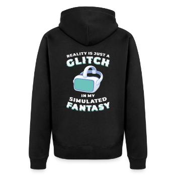 Simulation Fantasie Realität Science Fiction - Unisex Premium Bio Zip Hoodie - Schwarz - Hinten - Nico (187cm)