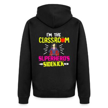 Hilfskraft Lehrerin Hilfserzieherin - Unisex Premium Bio Zip Hoodie - Schwarz - Hinten - Nico (187cm)