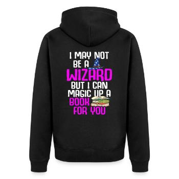 Librarian Bookworm Book Nerd Reading Library - Unisex Premium Organic Zip Hoodie - black - Back - Nico (187cm)