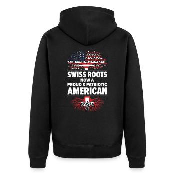 Born Swiss Switzerland American USA Citizenship - Unisex Premium Organic Zip Hoodie - black - Back - Nico (187cm)