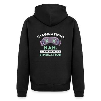 Simulation Sci Fi Futuristisch Verschwörung - Unisex Premium Bio Zip Hoodie - Schwarz - Hinten - Nico (187cm)