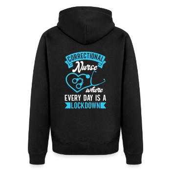 Correctional Nurse Nursing Correction Officer - Unisex Premium Organic Zip Hoodie - black - Back - Nico (187cm)